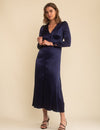 Navy Blue Satin Emma Bridesmaid Midaxi Dress