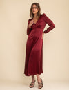 Burgundy Satin Emma Bridesmaid Midaxi Dress