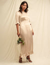 Champagne Satin Fleur Bridesmaid Midaxi Dress