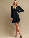 Black Satin Jacquard Katty Mini Dress