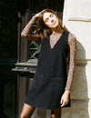 Black Piper Cord Mini Dress