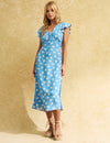 Blue Solar Pattern Lily Midi Tea Dress