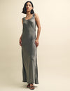 Silver Monika Satin Maxi Slip Dress