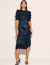 Black Satin Jacquard Moira Midaxi Dress