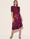 Plum Satin Jacquard Moira Midaxi Dress