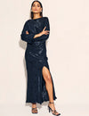 Black Satin Jacquard Sydney Maxi Dress