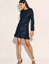 Black Satin Jacquard Sydney Mini Dress