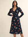 Black Wildflower Print Lily Midi Dress