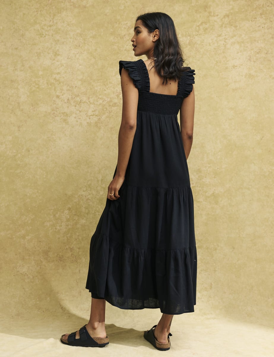 Black Smock Maya Midi Dress