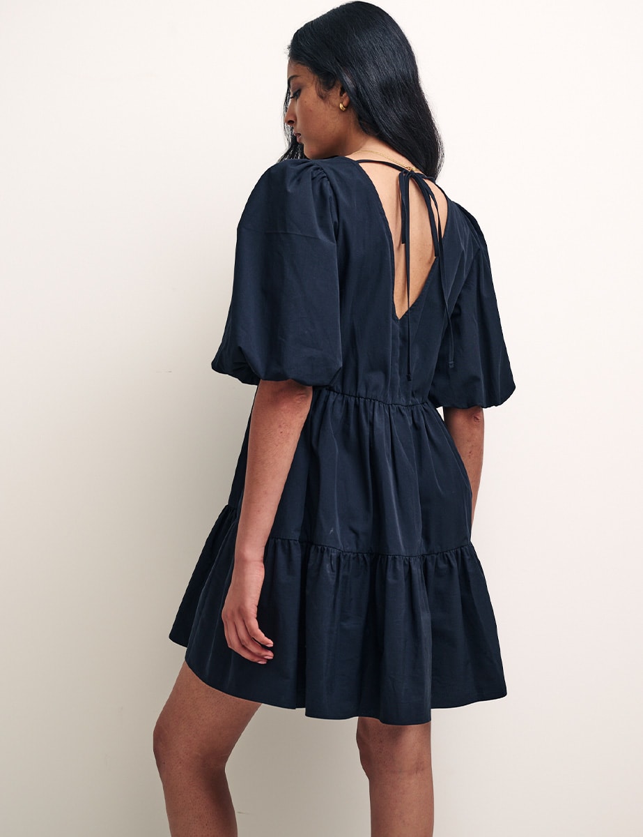 Black Vienna Smock Mini Dress