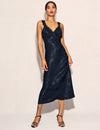 Black Jacquard Lace Trim Satin Slip Zadie Midaxi Dress