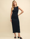 Black Sleeveless Boatneck Luke Midi Dress