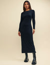 Black Jersey Slash Neck Midaxi Dress