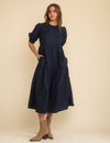 Navy Rochelle Midi Smock Dress