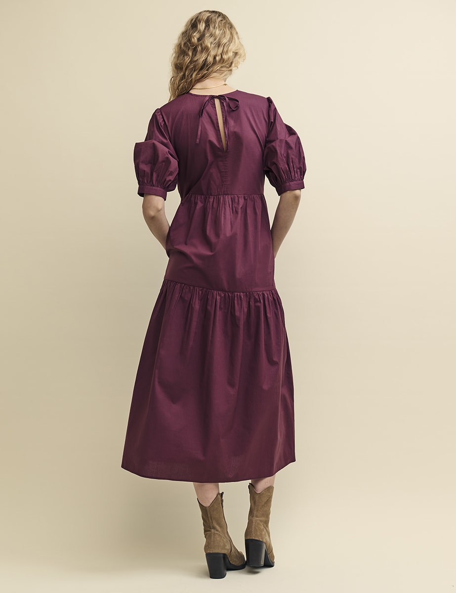 Plum Rochelle Midi Smock Dress