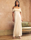 Ivory Satin Bardot Gaia Bridesmaid Maxi Dress