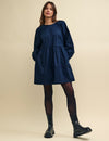 Navy Long Sleeve Issy Mini Smock Dress