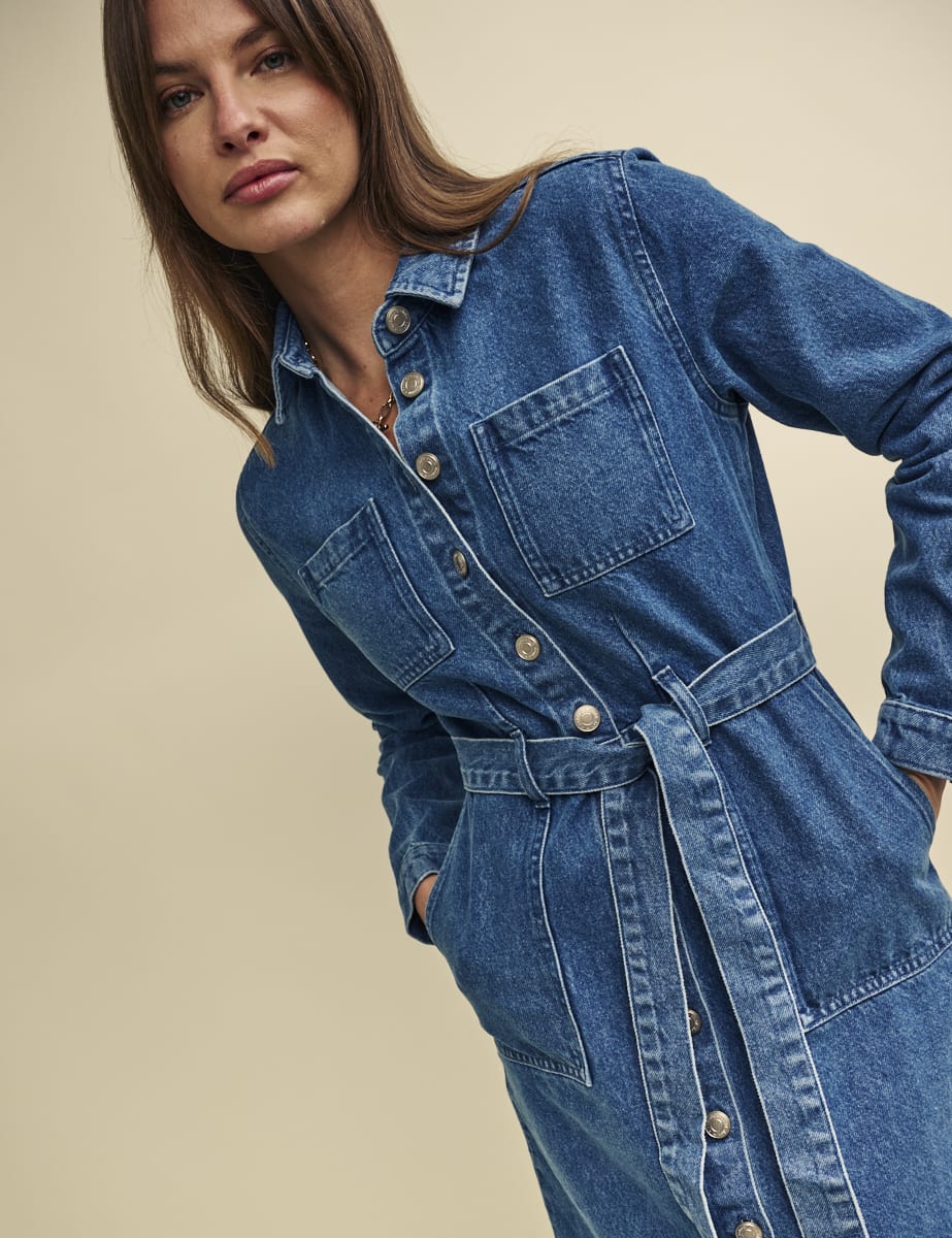 Blue Denim Finchley Shirt Midi Dress