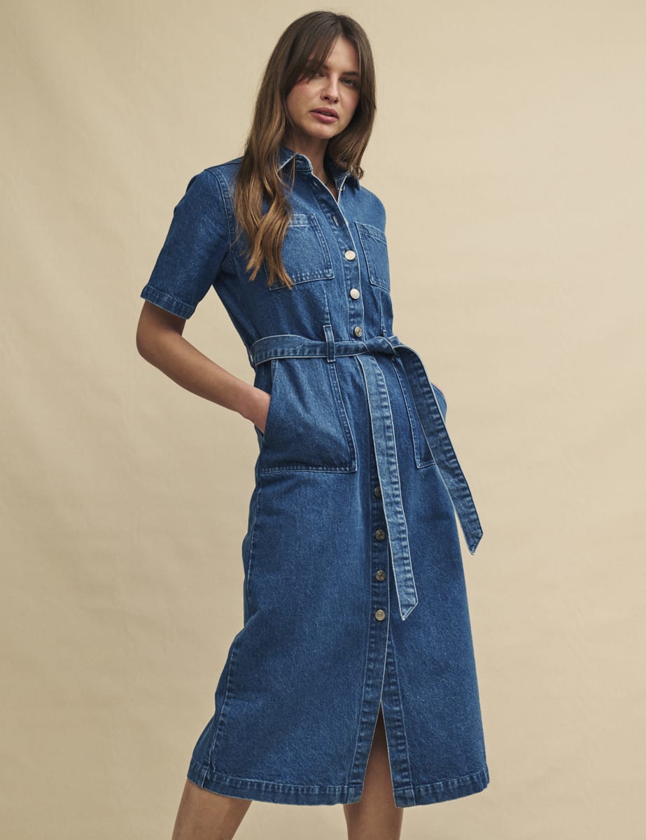 Blue Denim Short Sleeve Finchley Shirt Dress