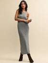 Grey Knitted Racer Midi Dress