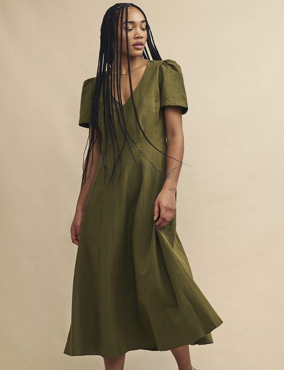 Olive Green Muriel Midi Dress