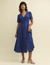 Navy Polka Dot Print Ellen Midi Dress