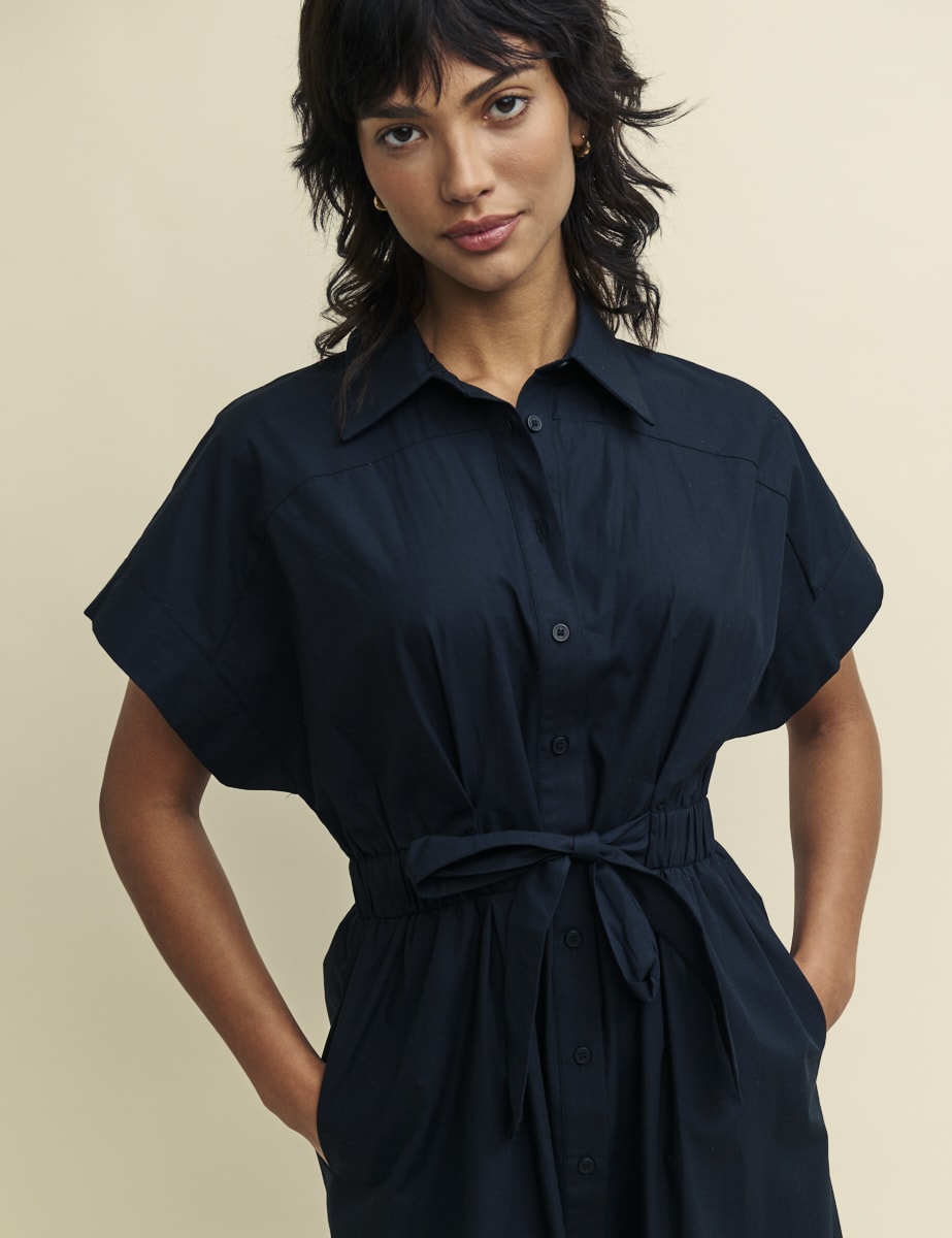 Black Harper Midi Shirt Dress