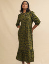 Green Animal Print Rachel Midi Dress