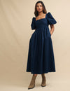 Navy Nova Midi Smock Dress