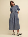 Navy Gingham Rochelle Midi Dress