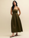 Olive Green Strapless Richie Midi Dress