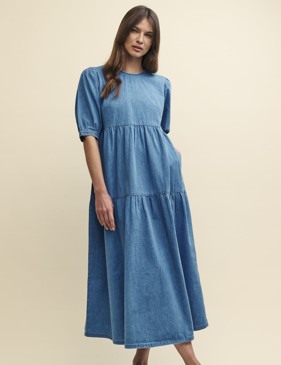 Denim Blue Smock Rochelle Midi Dress