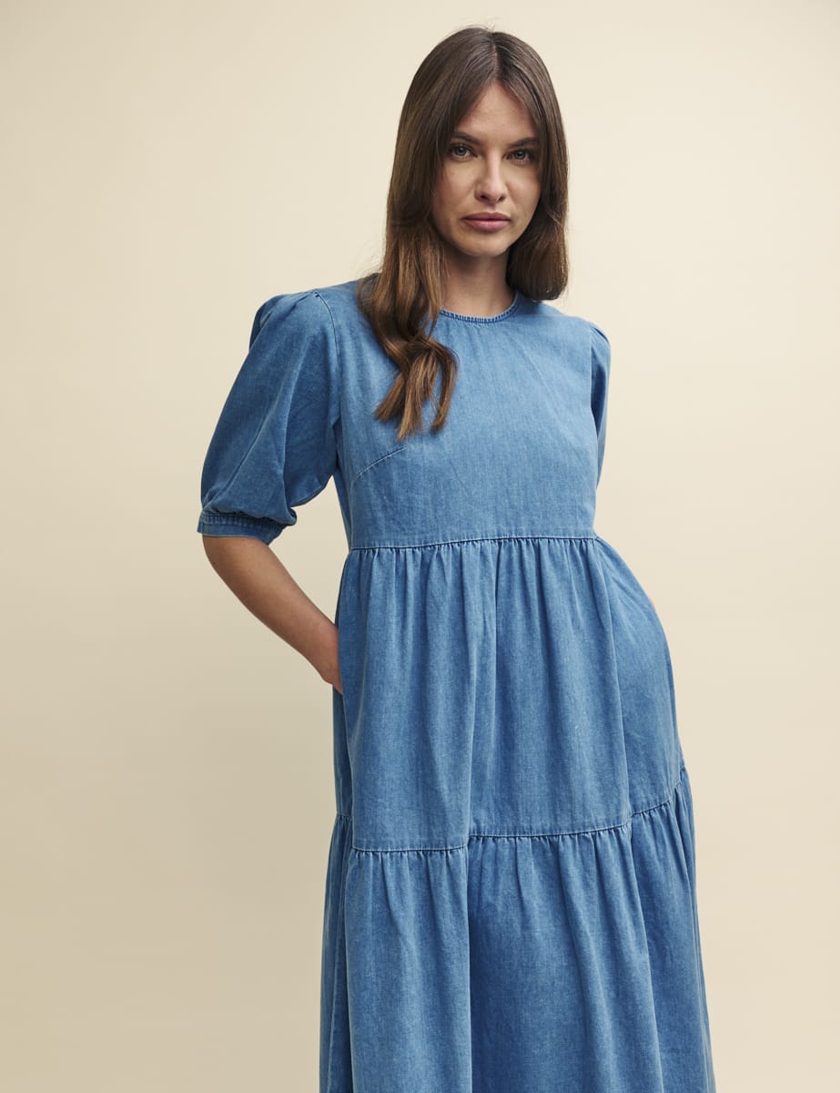 Denim Blue Smock Rochelle Midi Dress