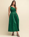 Forest Green One Shoulder Georgia Midi Dress