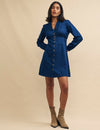 Dark Denim Daisy Collared Long Sleeve Mini Dress