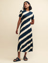 Black and White Stripe Denver Jersey Midi Dress