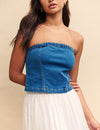 Dark Blue Denim Bandeau Top