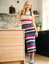 Fearne Cotton Multi Mock-Crochet Stripe Midi Dress