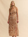 Brown Abstract Maddy Midi Dress