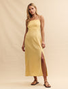 Yellow Linen-blend Maddy Midi Dress