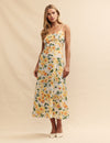 Yellow Floral Linen-blend Pippin Midi Dress