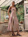 Brown Stripe Bandeau Theodora Midaxi Dress