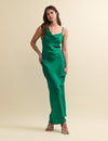 Asymmetric Emerald Green Aggie Maxi Slip Dress