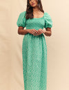 Green Ditsy Floral Beau Midi Dress