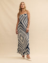 Black & White Abstract Stripe Ruthie Maxi Dress