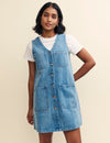 Light Wash Denim Pinafore Kacey Mini Dress