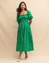 Green Polka Dot Kurtis Midi Dress