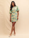 Green Flower Print Bryony Mini Dress