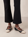 Alohas Agate Leather Black & Cream Ballet Pumps