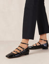 Alohas Luke Black Patent Leather Buckle Ballet Pumps